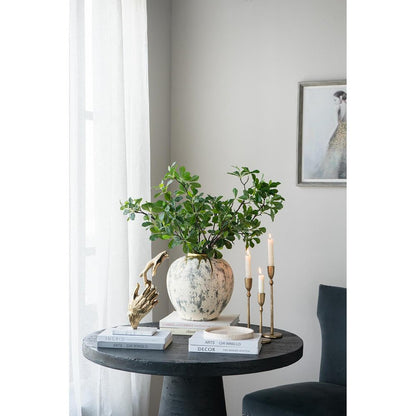 12" Gray Ivory And Gold Modern Abstract Ceramic Table Vase HomeRoots