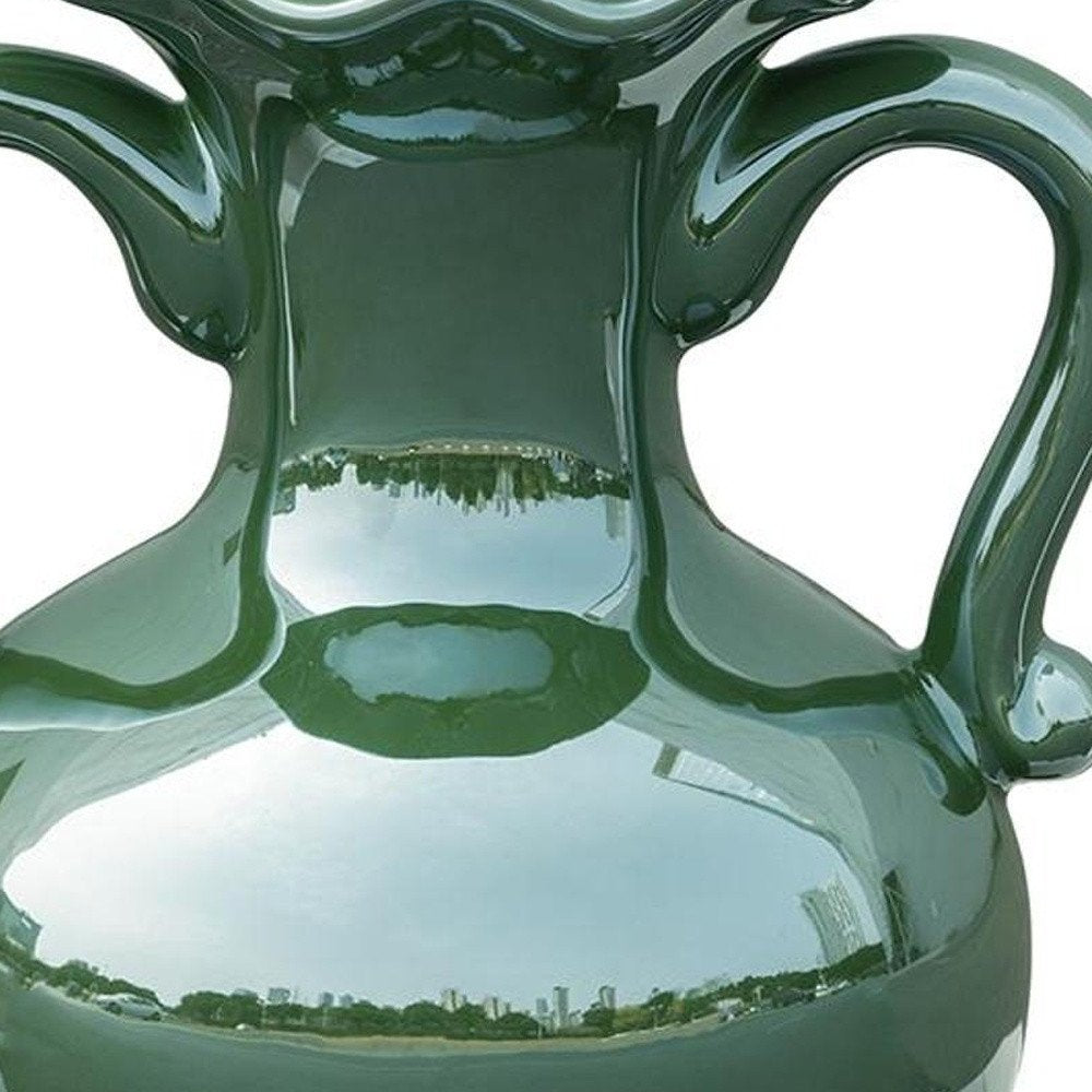 8" Hunter Green Ceramic Amphora Table Vase HomeRoots