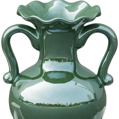 8" Hunter Green Ceramic Amphora Table Vase HomeRoots