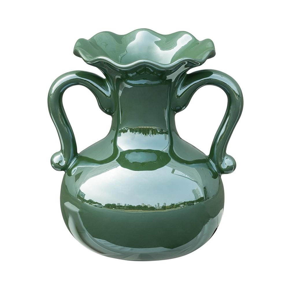 8" Hunter Green Ceramic Amphora Table Vase HomeRoots