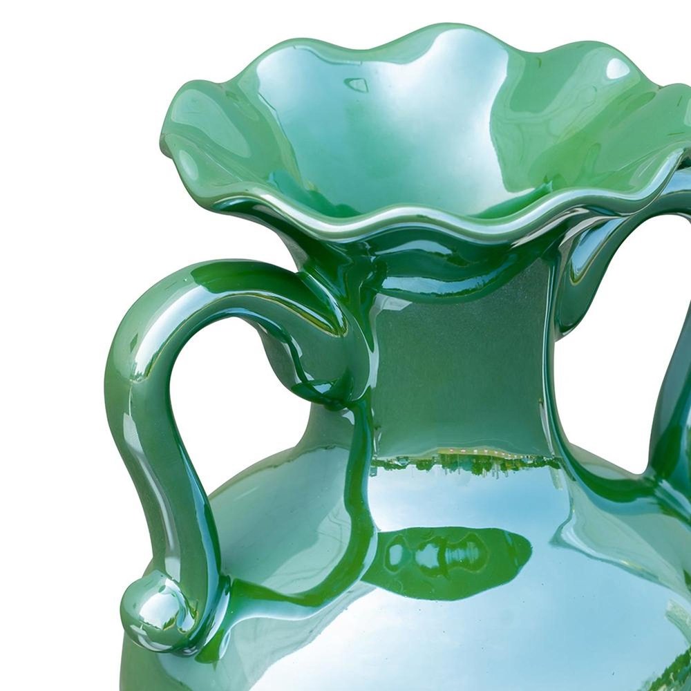 8" Hunter Green Ceramic Amphora Table Vase — view 2