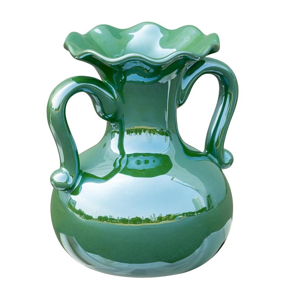 8" Hunter Green Ceramic Amphora Table Vase HomeRoots