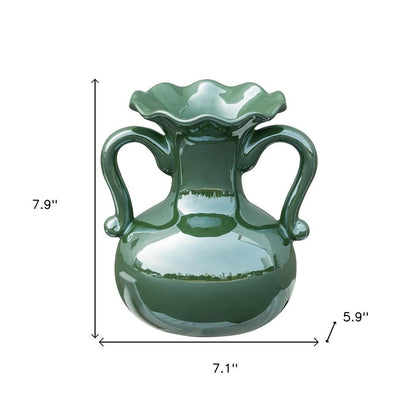 8" Hunter Green Ceramic Amphora Table Vase HomeRoots