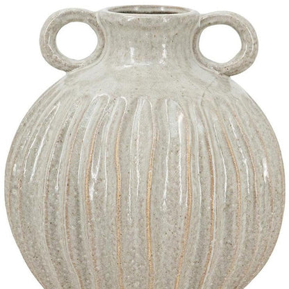 10" Sage And Gray Round With Handles Ceramic Table Vase HomeRoots