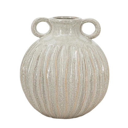 10" Sage And Gray Round With Handles Ceramic Table Vase HomeRoots
