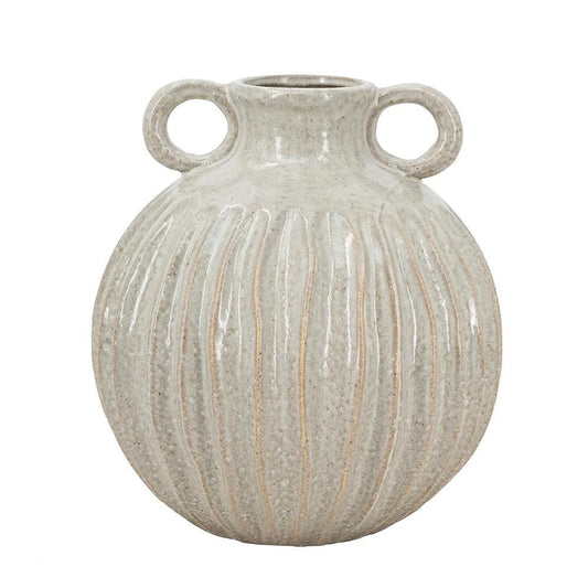10" Sage And Gray Round With Handles Ceramic Table Vase HomeRoots
