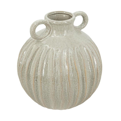 10" Sage And Gray Round With Handles Ceramic Table Vase HomeRoots