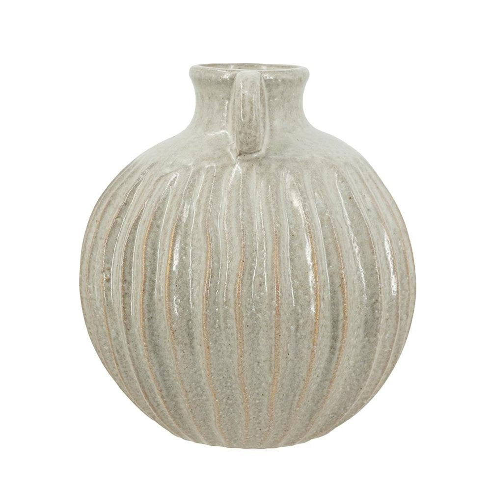 10" Sage And Gray Round With Handles Ceramic Table Vase HomeRoots