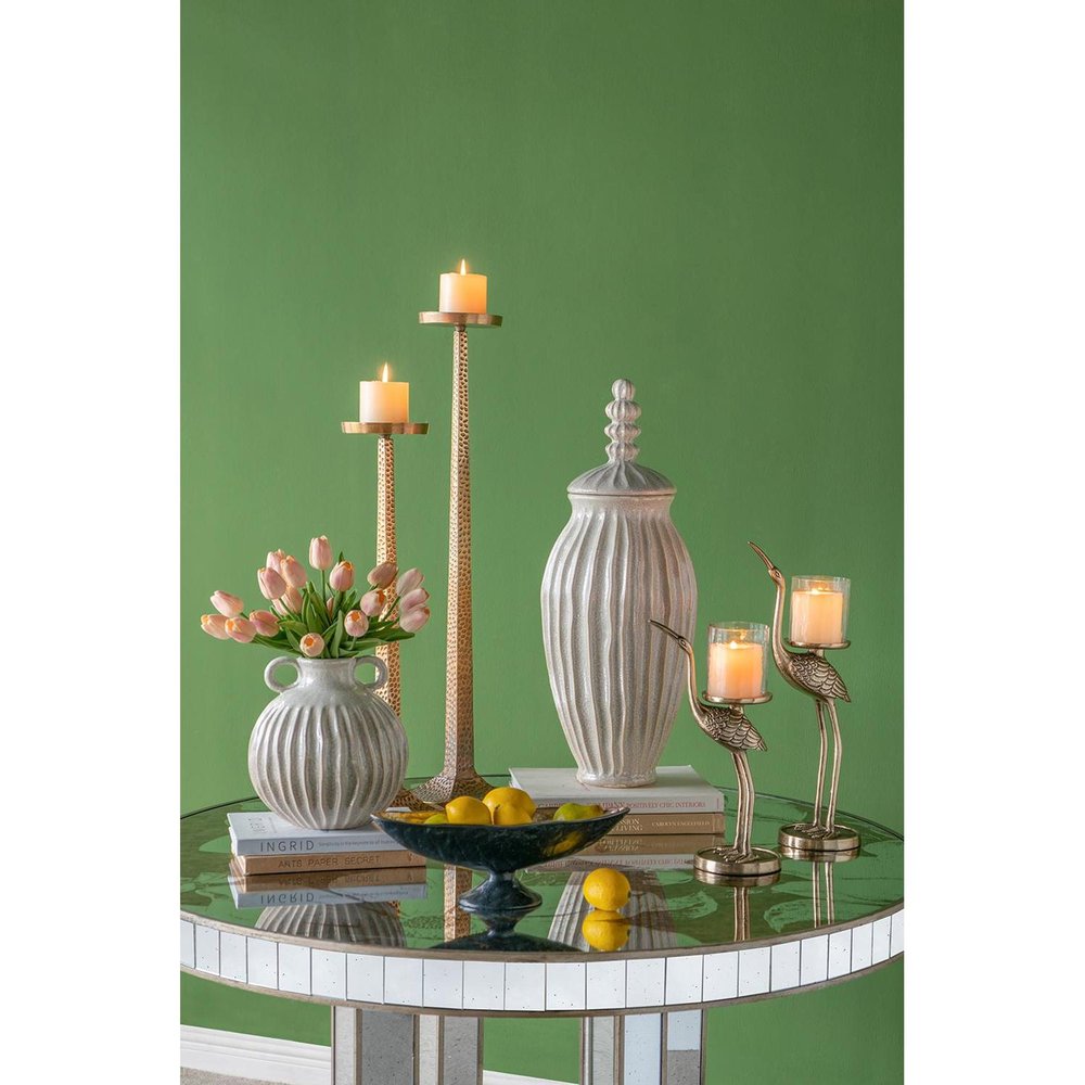 10" Sage And Gray Round With Handles Ceramic Table Vase HomeRoots