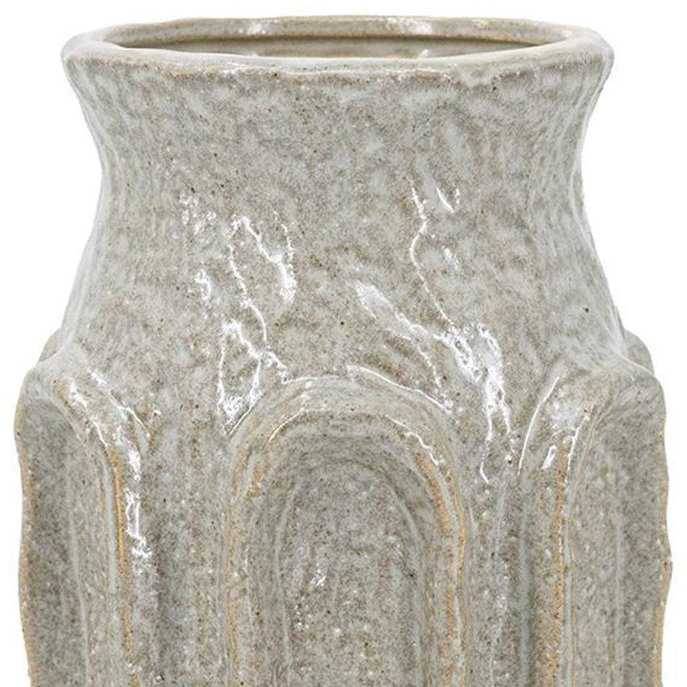 8" Sage And Gray Textural Ceramic Table Vase HomeRoots