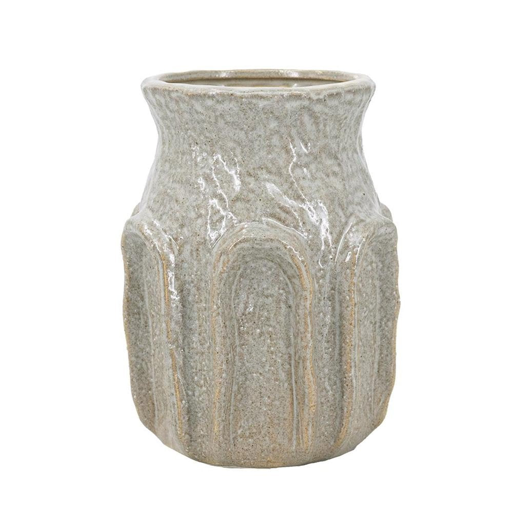 8" Sage And Gray Textural Ceramic Table Vase HomeRoots