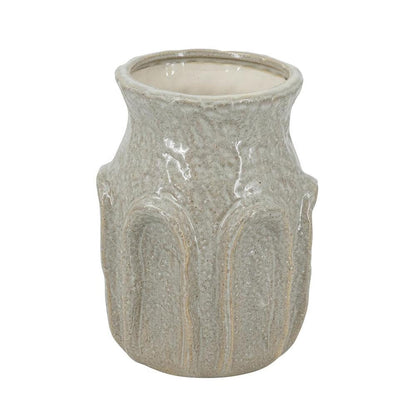 8" Sage And Gray Textural Ceramic Table Vase HomeRoots
