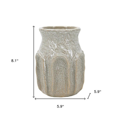 8" Sage And Gray Textural Ceramic Table Vase HomeRoots