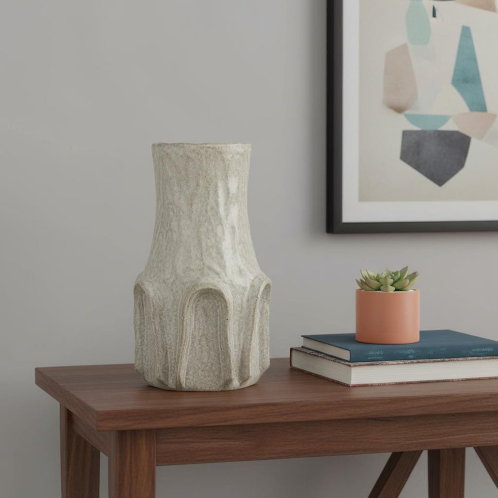 12" Sage And Gray Round Ceramic Table Vase HomeRoots