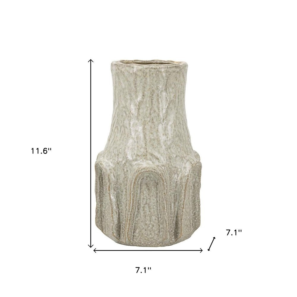 12" Sage And Gray Round Ceramic Table Vase HomeRoots