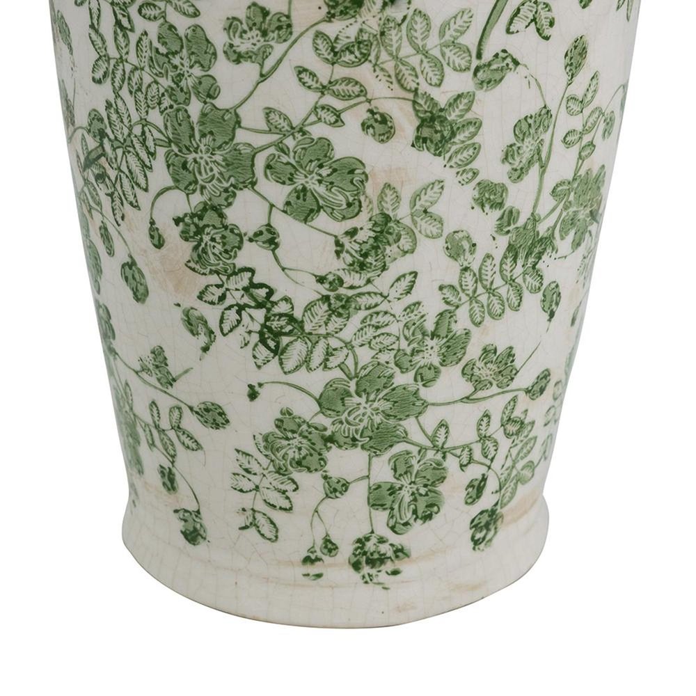 12" Green And White Leaf Ceramic Round Table Vase HomeRoots