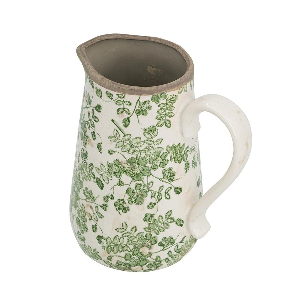 9" Green And White Leaf Ceramic Round Jug Vase HomeRoots
