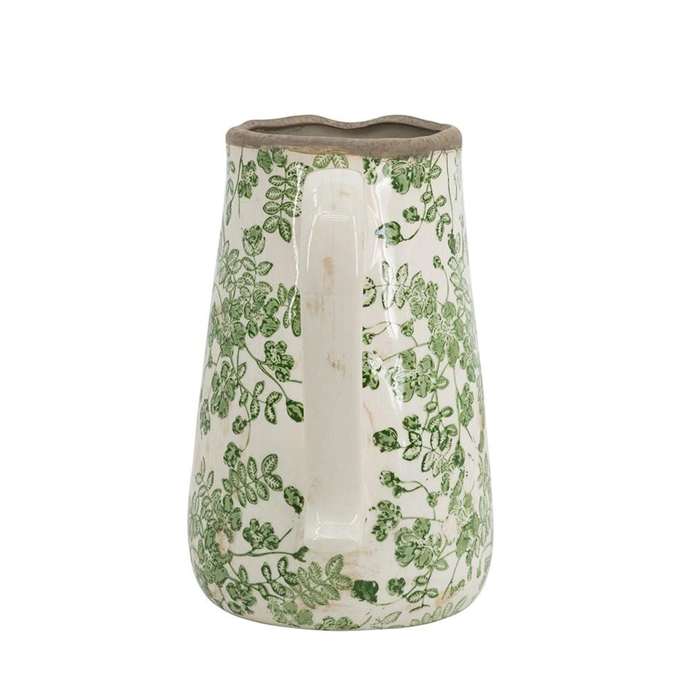 9" Green And White Leaf Ceramic Round Jug Vase HomeRoots