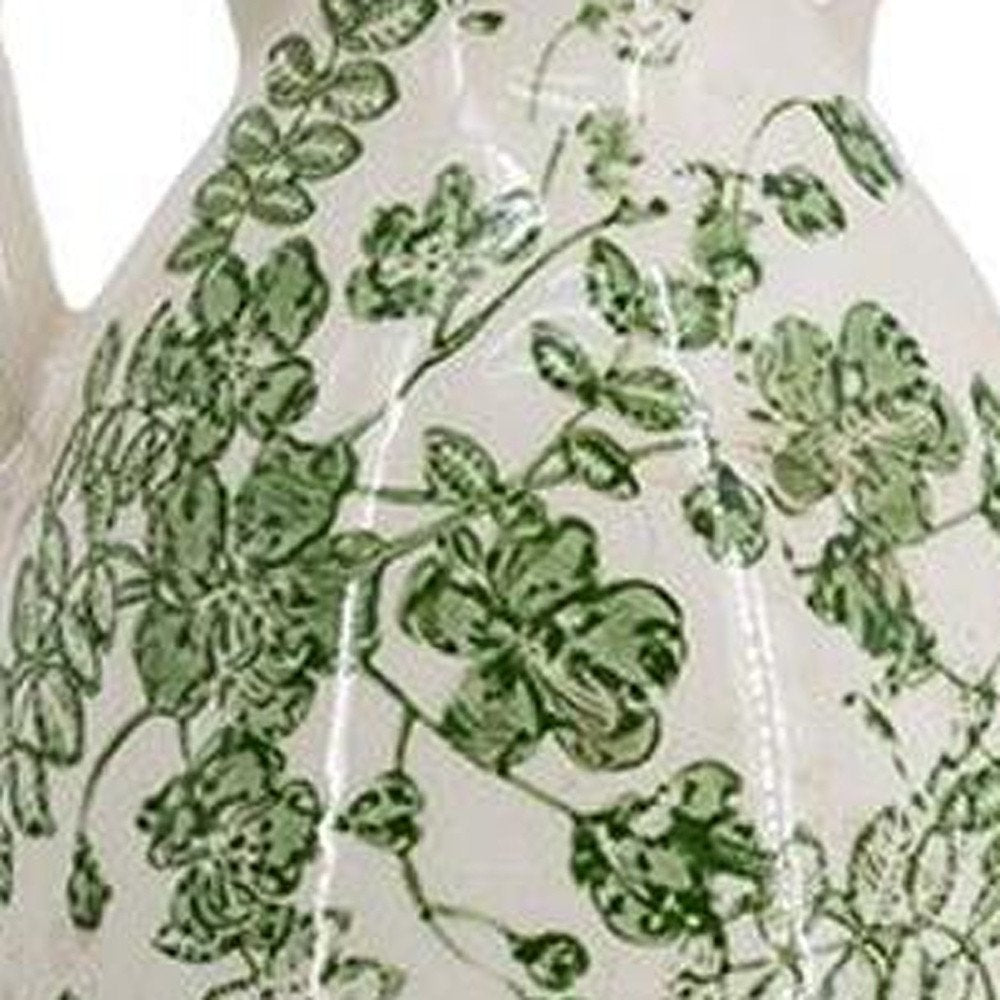 14" Green And White Leaf Ceramic Amphora Table Vase HomeRoots