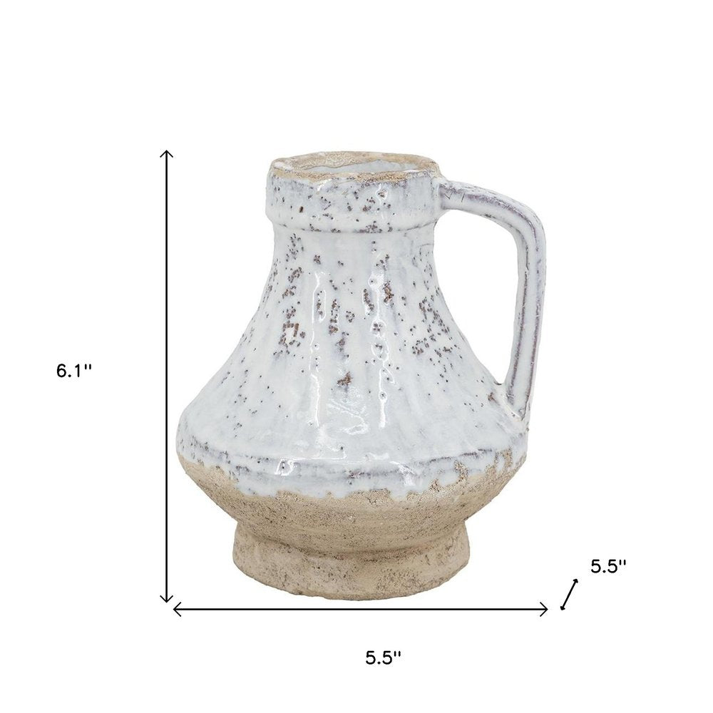 6" Sand And White Terracotta Round Jug Vase HomeRoots