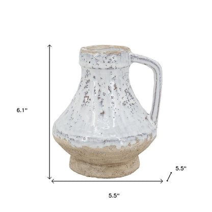 6" Sand And White Terracotta Round Jug Vase HomeRoots