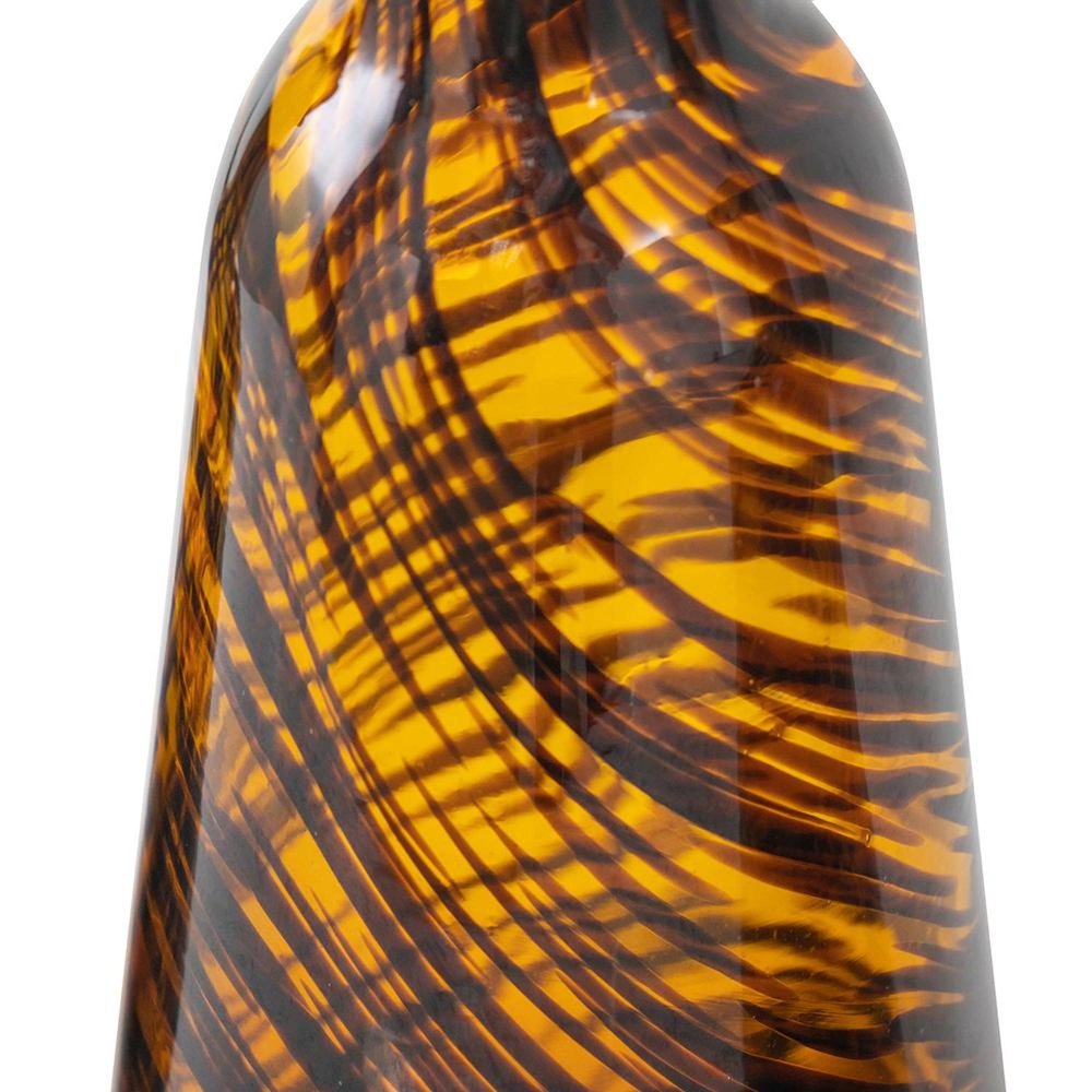 Set of Three Amber Abstract Swirl Glass Decorative Bottles With Stoppers HomeRoots