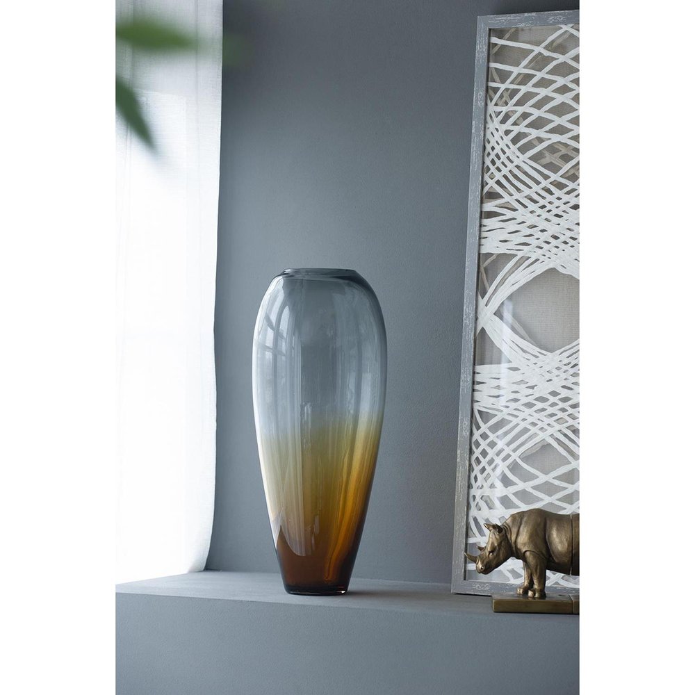 19" Clear And Brown Ombre Glass Table Vase HomeRoots