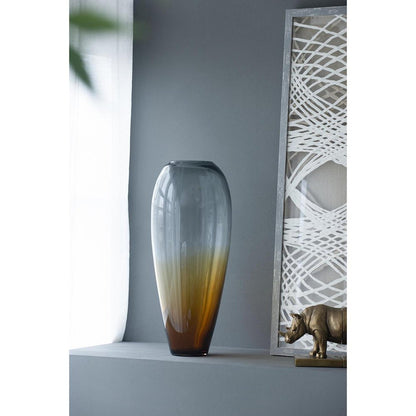 19" Clear And Brown Ombre Glass Table Vase HomeRoots