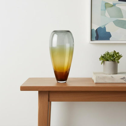19" Clear And Brown Ombre Glass Table Vase HomeRoots