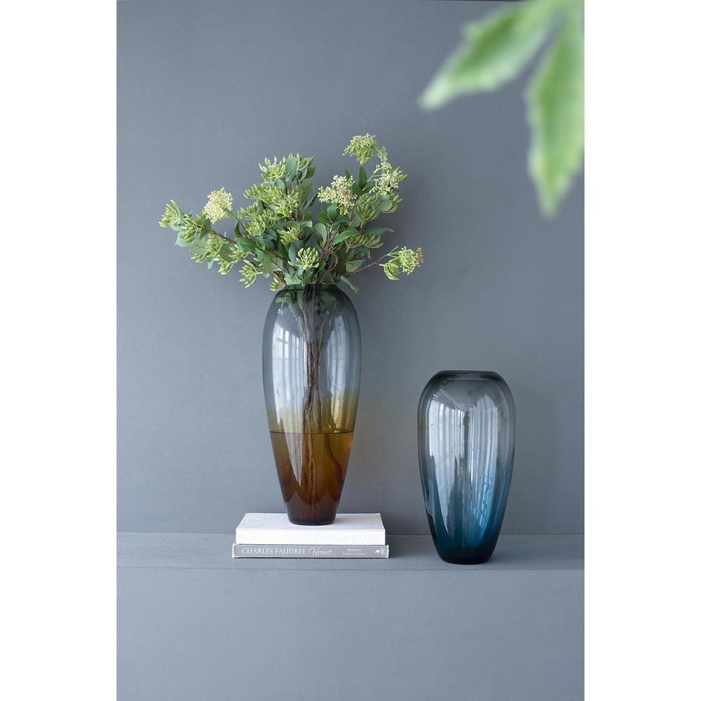 19" Clear And Brown Ombre Glass Table Vase HomeRoots