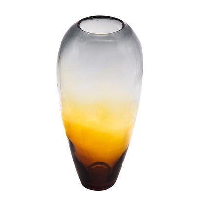 19" Clear And Brown Ombre Glass Table Vase HomeRoots