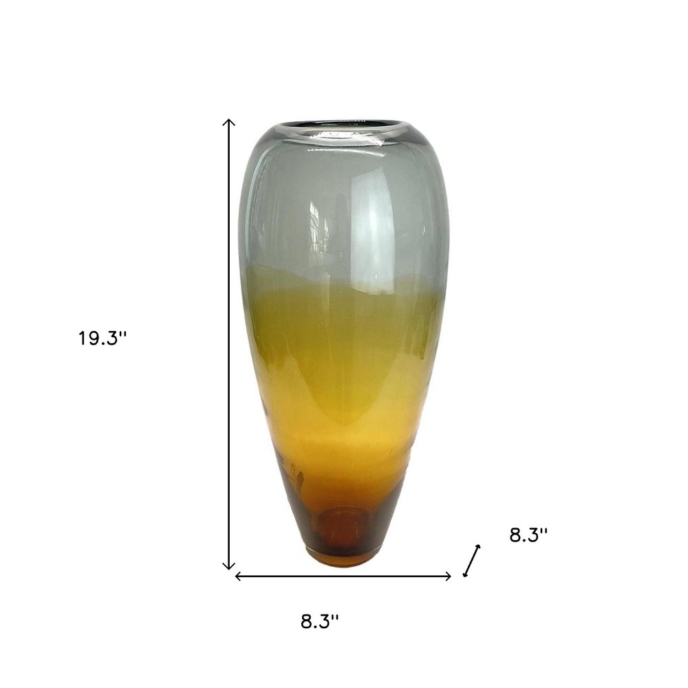 19" Clear And Brown Ombre Glass Table Vase HomeRoots