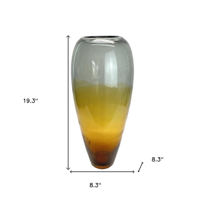 19" Clear And Brown Ombre Glass Table Vase HomeRoots