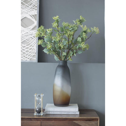 17" Charcoal And Orange Ombre Glass Table Vase HomeRoots