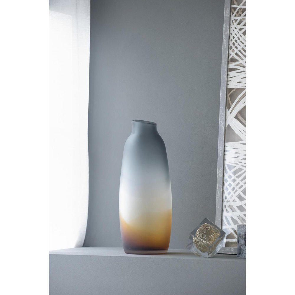 17" Charcoal And Orange Ombre Glass Table Vase HomeRoots