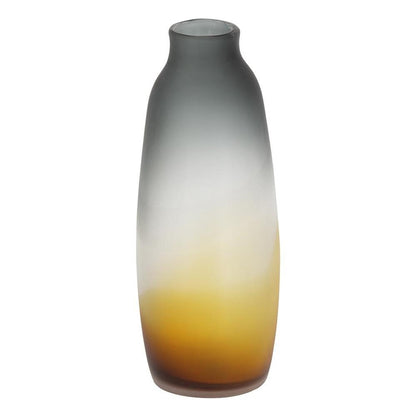 17" Charcoal And Orange Ombre Glass Table Vase HomeRoots