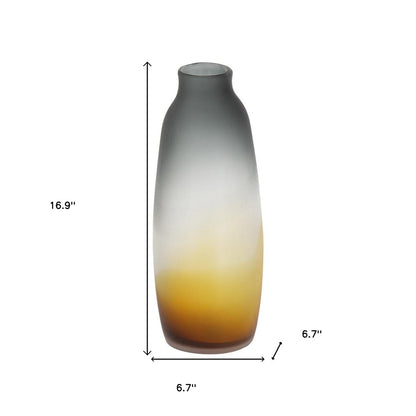 17" Charcoal And Orange Ombre Glass Table Vase HomeRoots