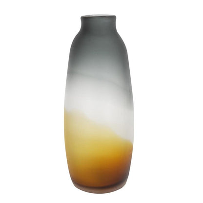 17" Charcoal And Orange Ombre Glass Table Vase HomeRoots