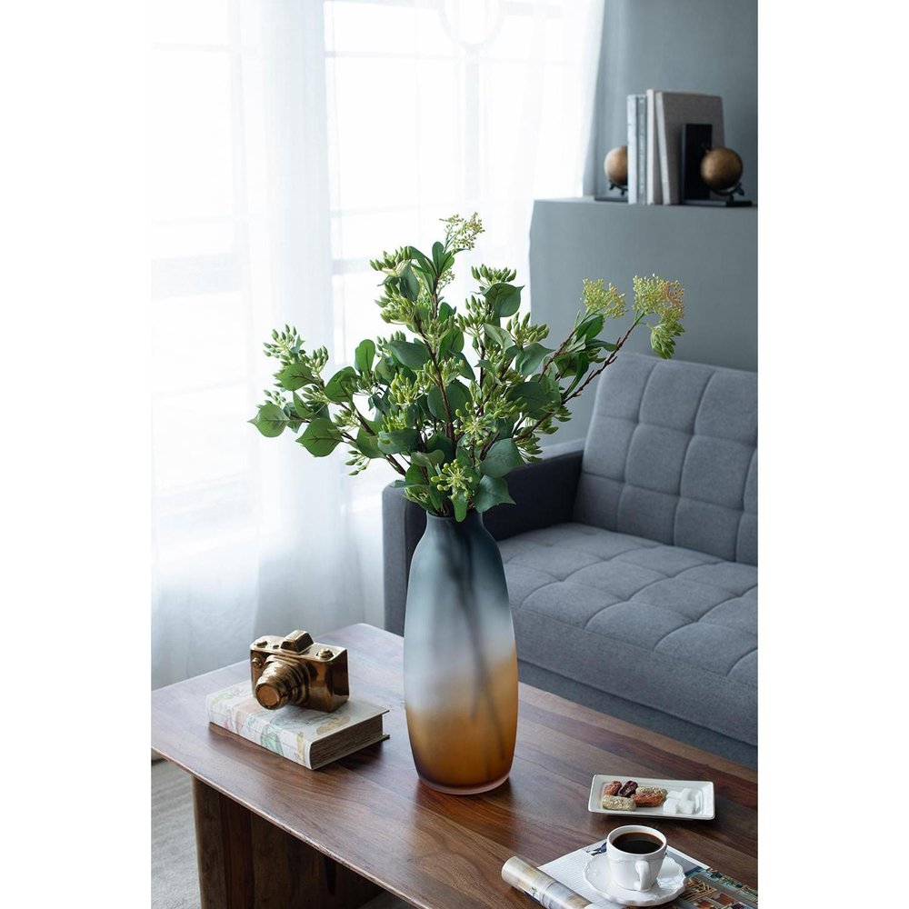 17" Charcoal And Orange Ombre Glass Table Vase HomeRoots