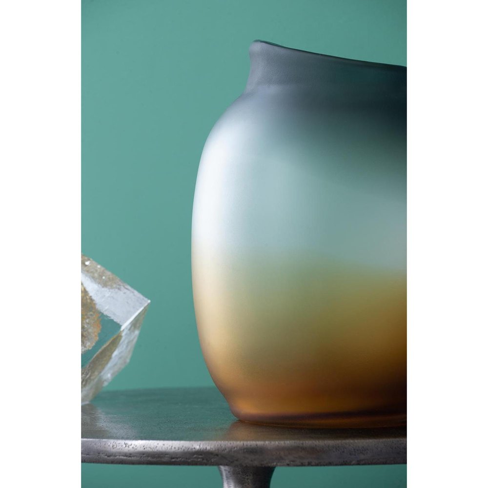 10" Charcoal And Orange Ombre Round Glass Table Vase HomeRoots