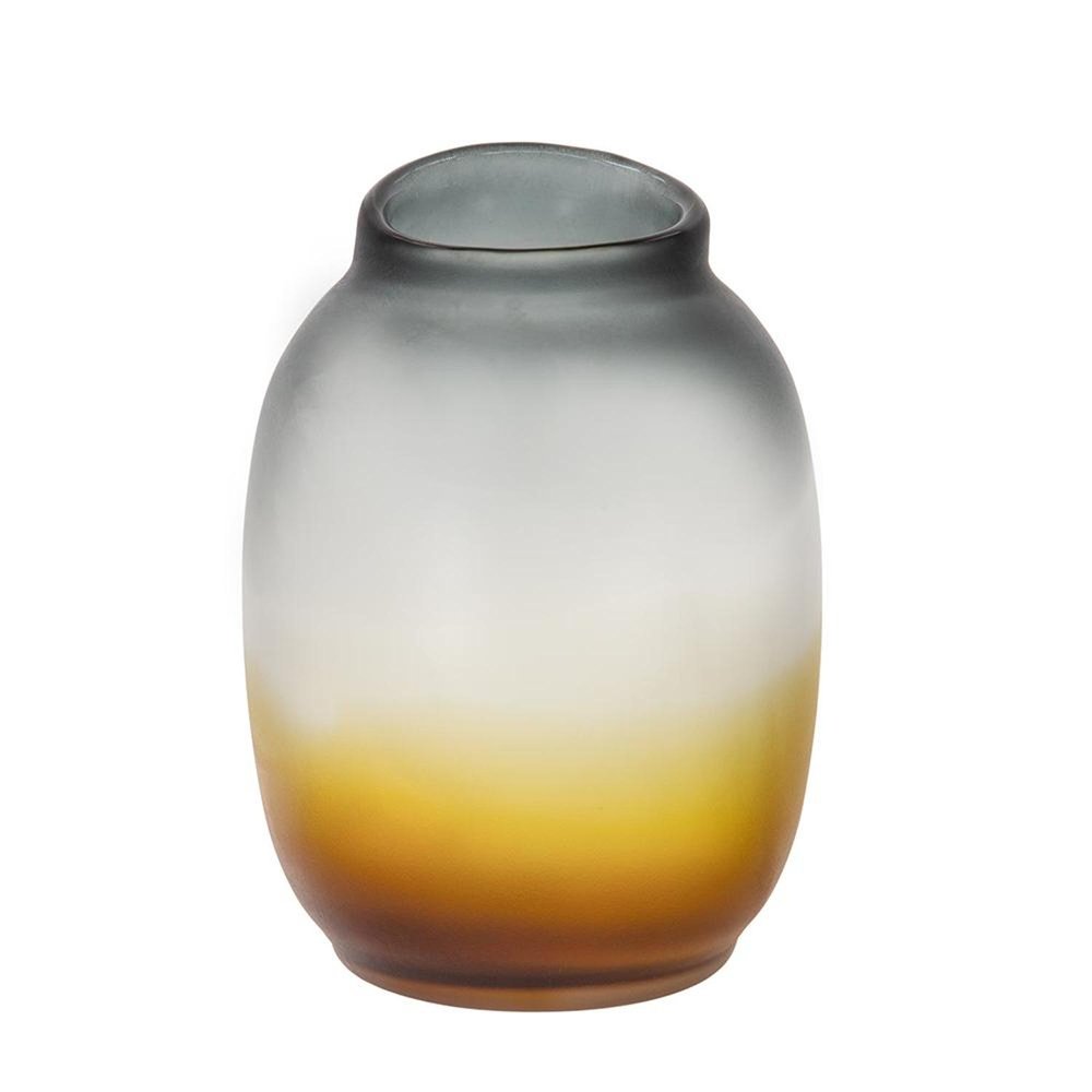 10" Charcoal And Orange Ombre Round Glass Table Vase HomeRoots