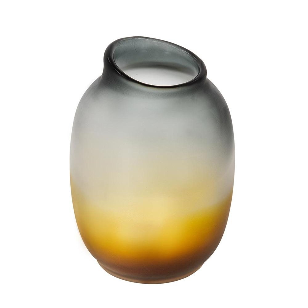 10" Charcoal And Orange Ombre Round Glass Table Vase HomeRoots