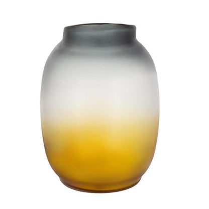 10" Charcoal And Orange Ombre Round Glass Table Vase HomeRoots