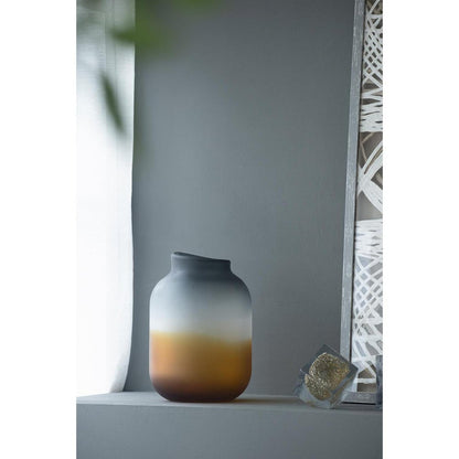 11" Charcoal And Orange Ombre Round Glass Table Vase HomeRoots
