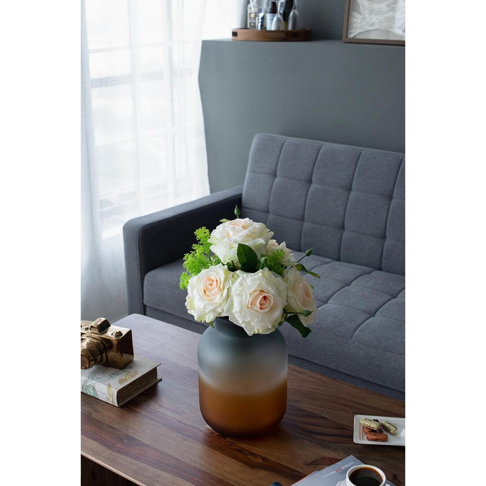 11" Charcoal And Orange Ombre Round Glass Table Vase HomeRoots