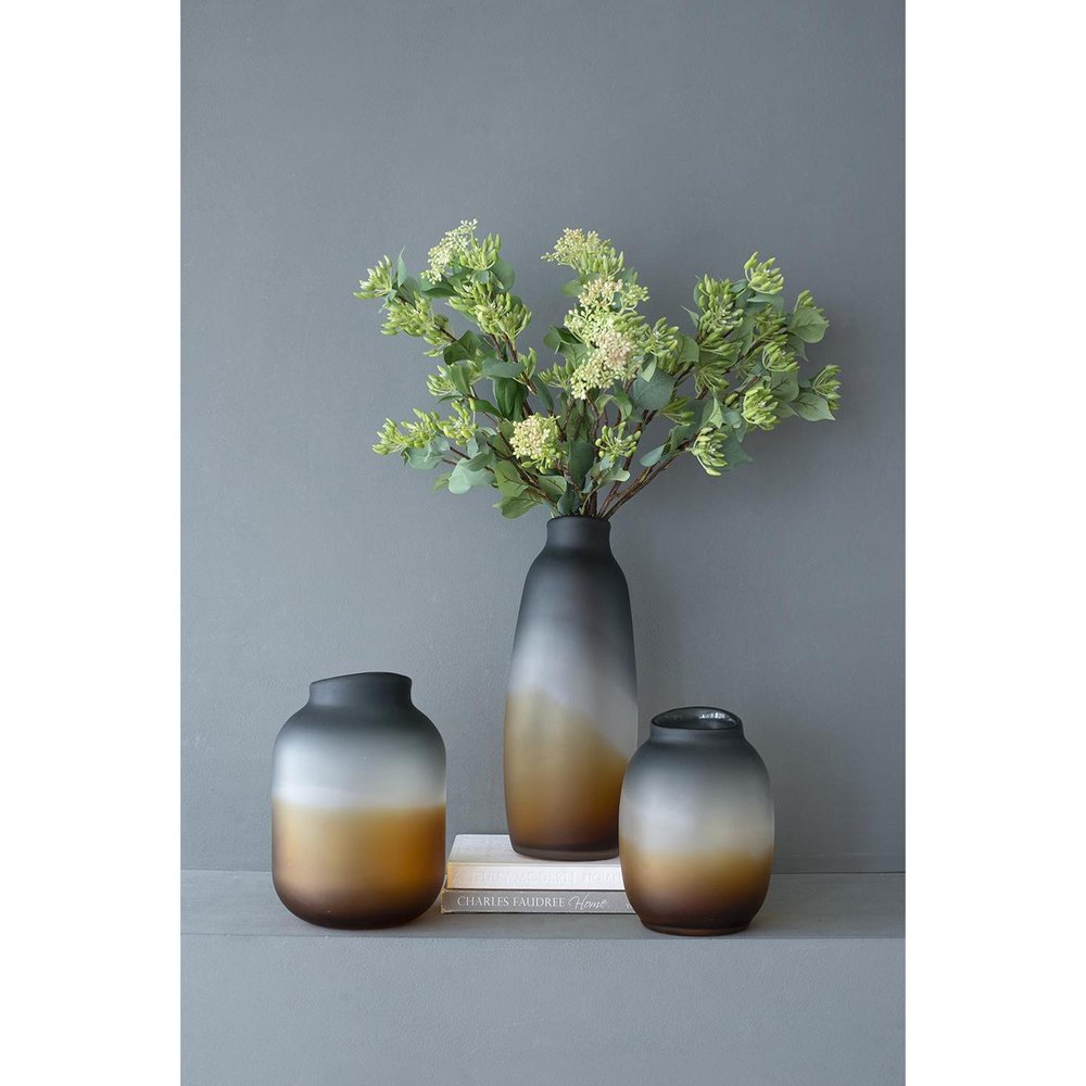 11" Charcoal And Orange Ombre Round Glass Table Vase HomeRoots