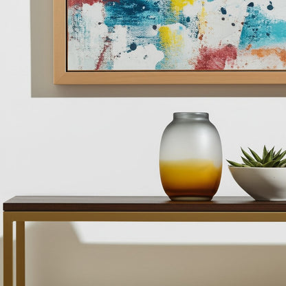 11" Charcoal And Orange Ombre Round Glass Table Vase HomeRoots