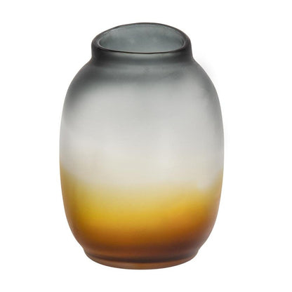 11" Charcoal And Orange Ombre Round Glass Table Vase HomeRoots