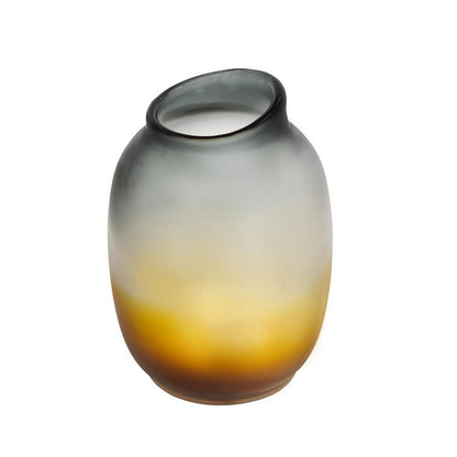 11" Charcoal And Orange Ombre Round Glass Table Vase HomeRoots