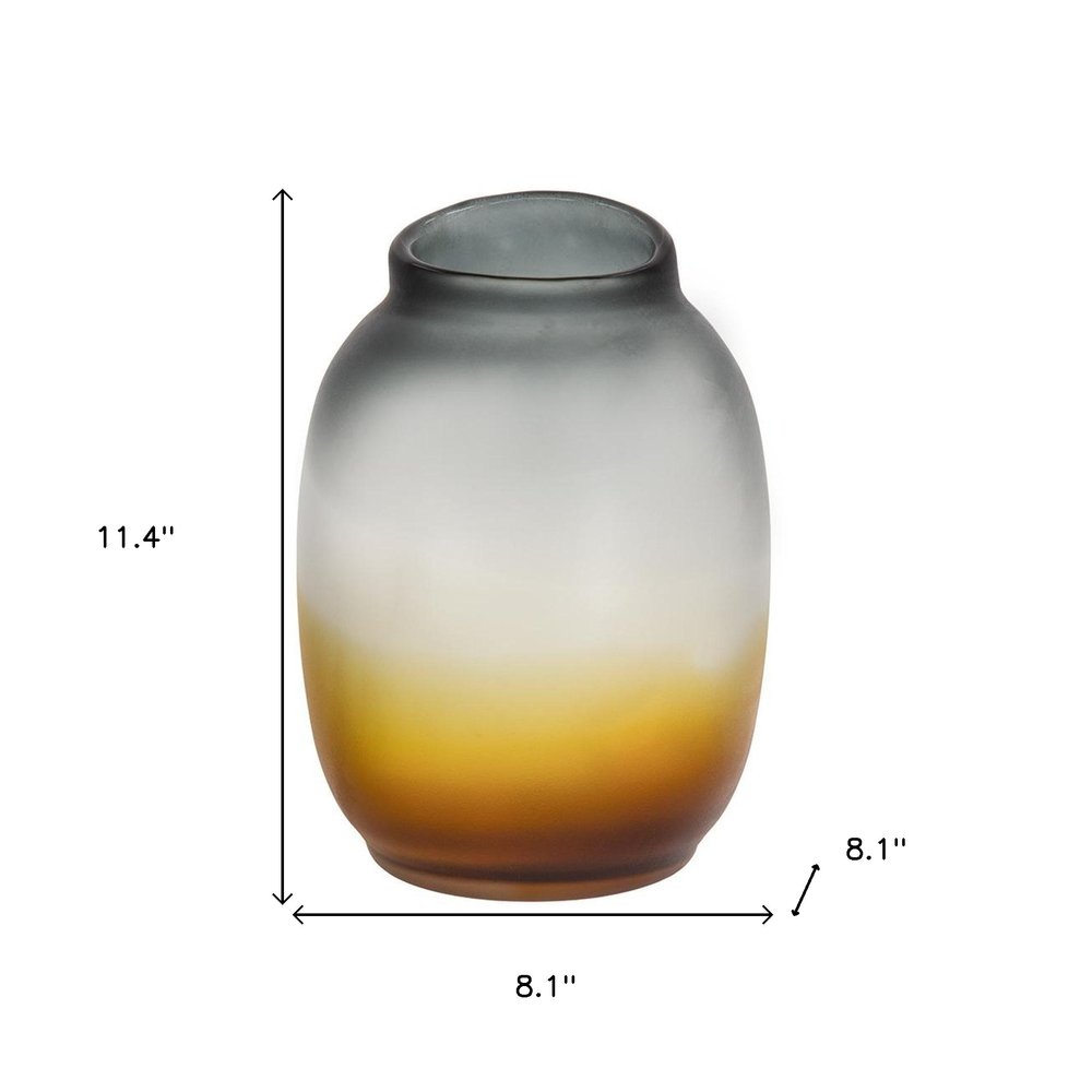 11" Charcoal And Orange Ombre Round Glass Table Vase HomeRoots
